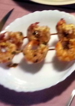 A picture of Marinated grilled shrimp.