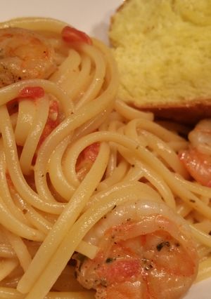 A picture of Capellini with Shrimp and Creamy Tomato Sauce.