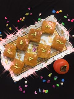 عکسی از دستور کیک خرمالو با سس مخصوص