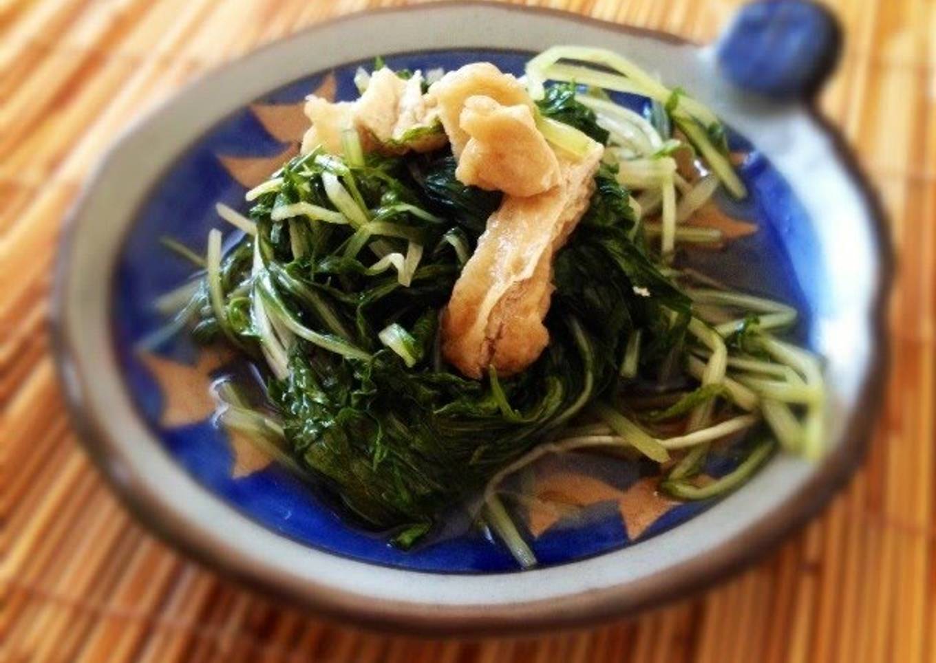 Simmered Mizuna and Aburaage in Sauce