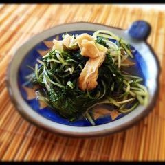A picture of Simmered Mizuna and Aburaage in Sauce.