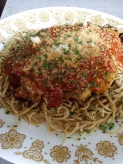 A picture of Sarah's Super Chicken Parmesan.