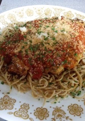 A picture of Sarah's Super Chicken Parmesan.