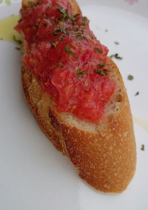 A picture of Pan Con Tomato (SPANISH APPETIZER).