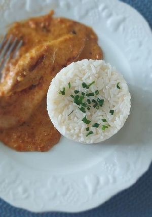 Une photo de Escalope de Poulet à la crème de poivrons