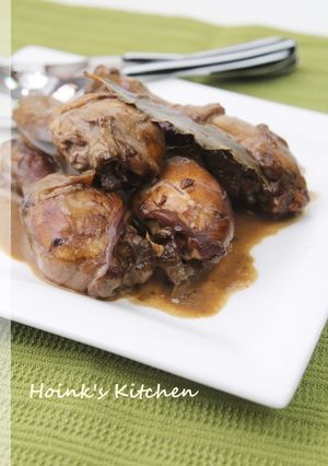 A picture of Filipino Chicken Adobo Simmered in Coconut Milk.