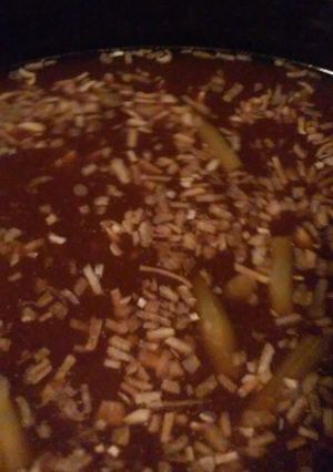 A picture of Cheap beefy mushroom soup.