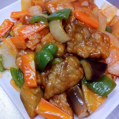 Non-Fried Healthy Sweet and Sour Pork with Pork Loin A picture of Non-Fried Healthy Sweet and Sour Pork with Pork Loin.