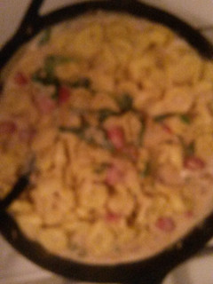 A picture of Tortellini Alfredo Spinach and Tomato.