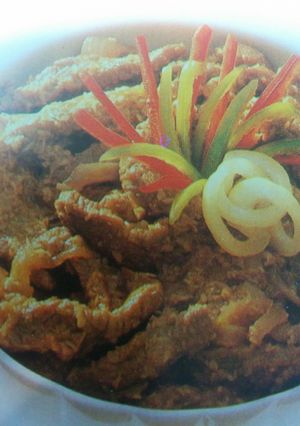 A picture of Indonesian coconut beef.