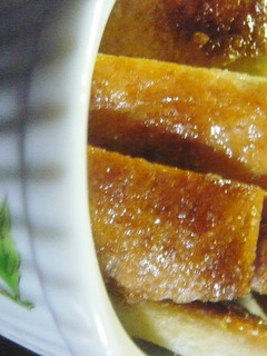 A picture of 10 Minute Bread Crusts Rusk in the Frying Pan.