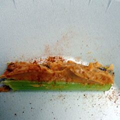 Twist of India celery and peanut butter A picture of Twist of India celery and peanut butter.