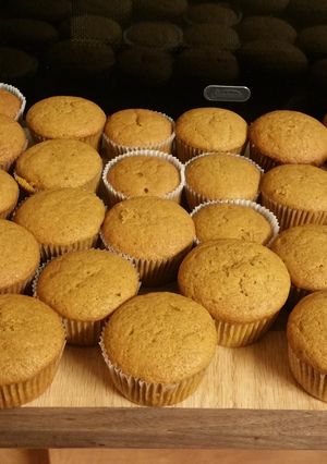 A picture of Pumpking Bar Muffins!!♡ :).