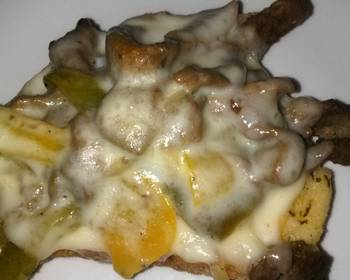 Latest Recipe philly cheese steak on 5 cheese Texas toast Yummy