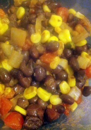A picture of Black bean and corn grilled salsa.