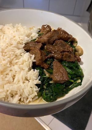 Foto resep Tumis Bayam Daging Sapi Teriyaki