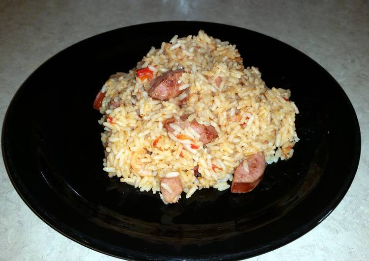 Step-by-Step Guide to Prepare Any-night-of-the-week Jambalaya w/sausage, shrimp and ham