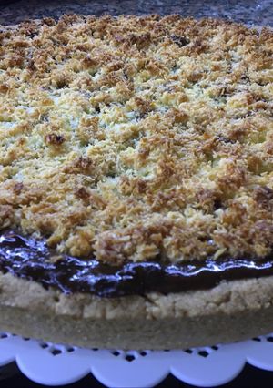 Una foto de Tarta de dulce de leche y coco