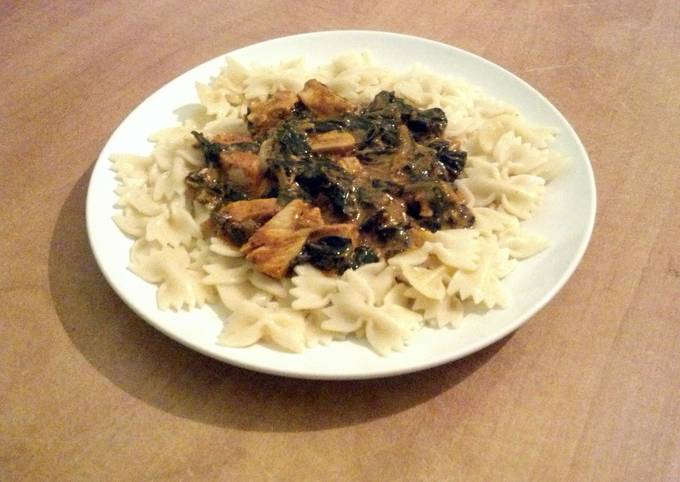 Cajun Cream Sauce with Chard and Chicken Over Pasta