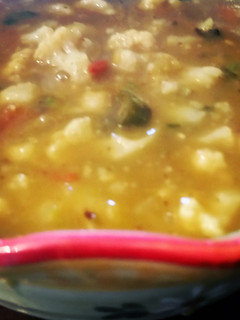 A picture of South Indian Inspired Pea Soup with Tomato and Cauliflower.