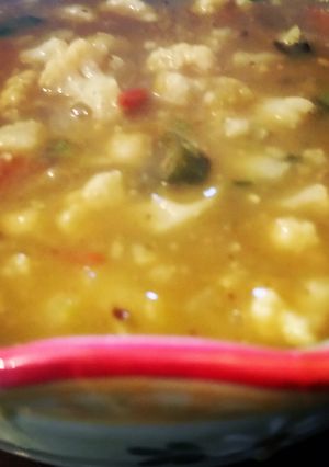 A picture of South Indian Inspired Pea Soup with Tomato and Cauliflower.