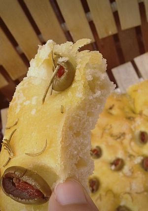 A picture of Olive and Rosemary Focaccia.