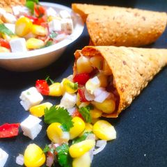 A picture of Papad Paneer Corn Chat.