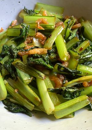 A picture of Stir-fried Choy Sum & Dried Shrimps.