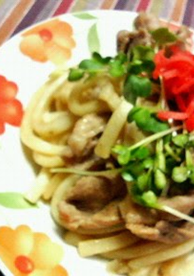 A picture of Hearty & Quick Fried Udon with Ginger Pork.
