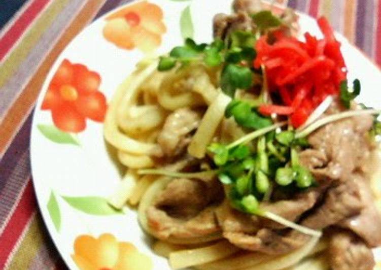 Simple Way to Make Perfect Hearty &amp; Quick Fried Udon with Ginger Pork