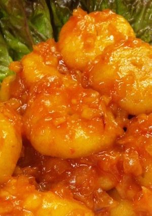 A picture of Budget-Friendly Mock Chili Prawns with Okara.