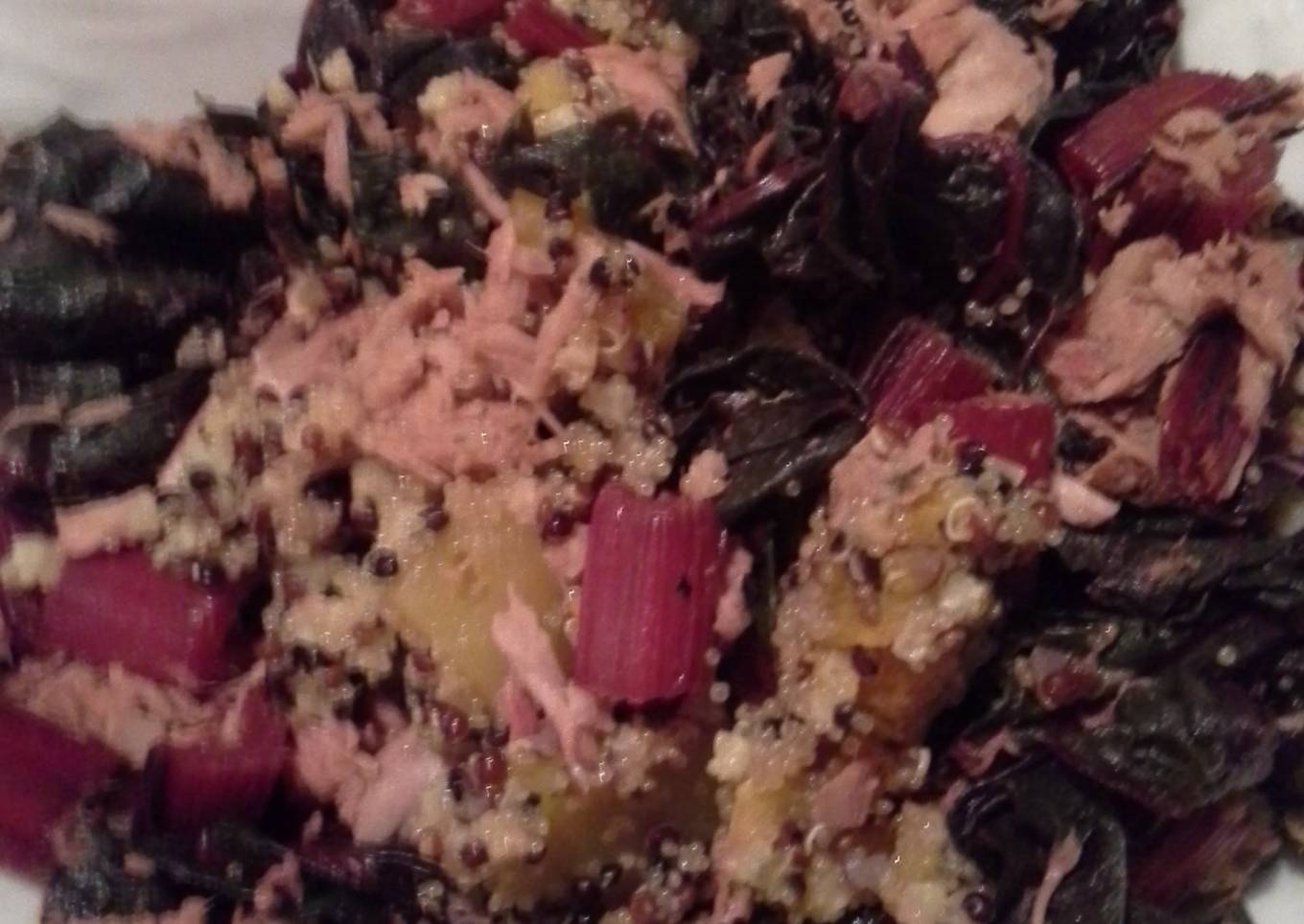 Chard, tuna and quinoa casserole