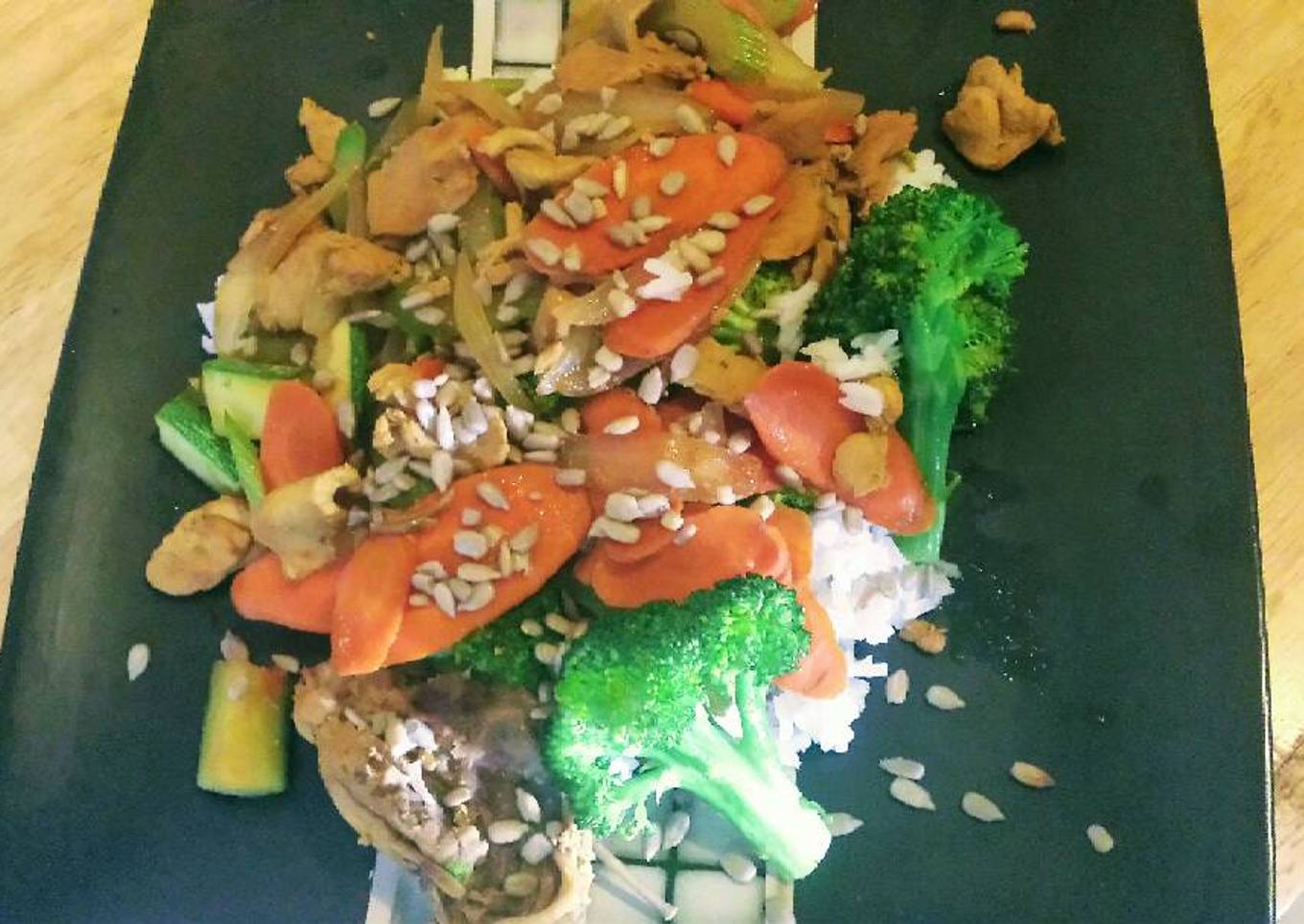 Stir fry de vegetales y pollo