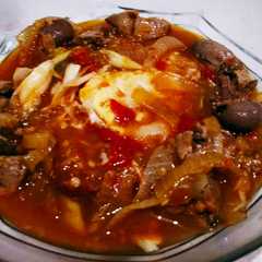 รูปของ Telur ceplok ati ampela saos padang