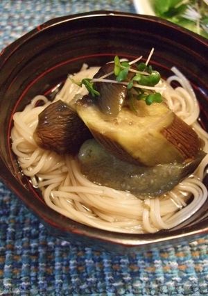 A picture of Cold Eggplant and Somen Noodle Bowl.