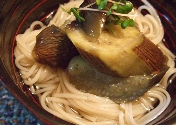Cold Eggplant and Somen Noodle Bowl