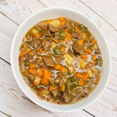 A picture of Beef potatoes soup.