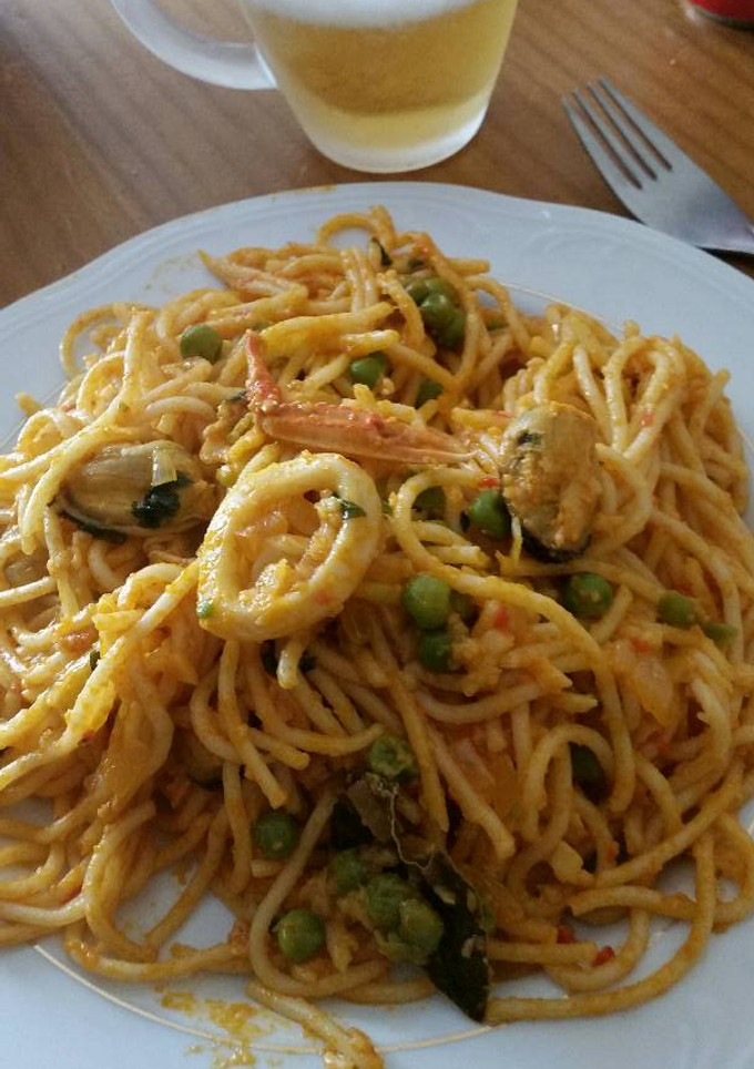 Una foto de Espaguetis con mariscos