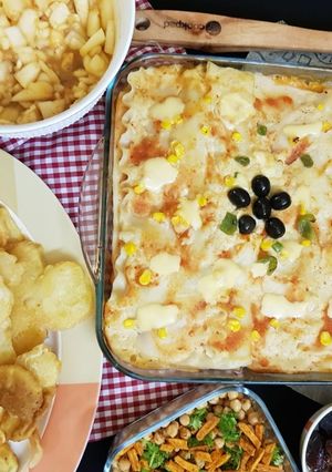 A picture of Chicken cheese lasagna.