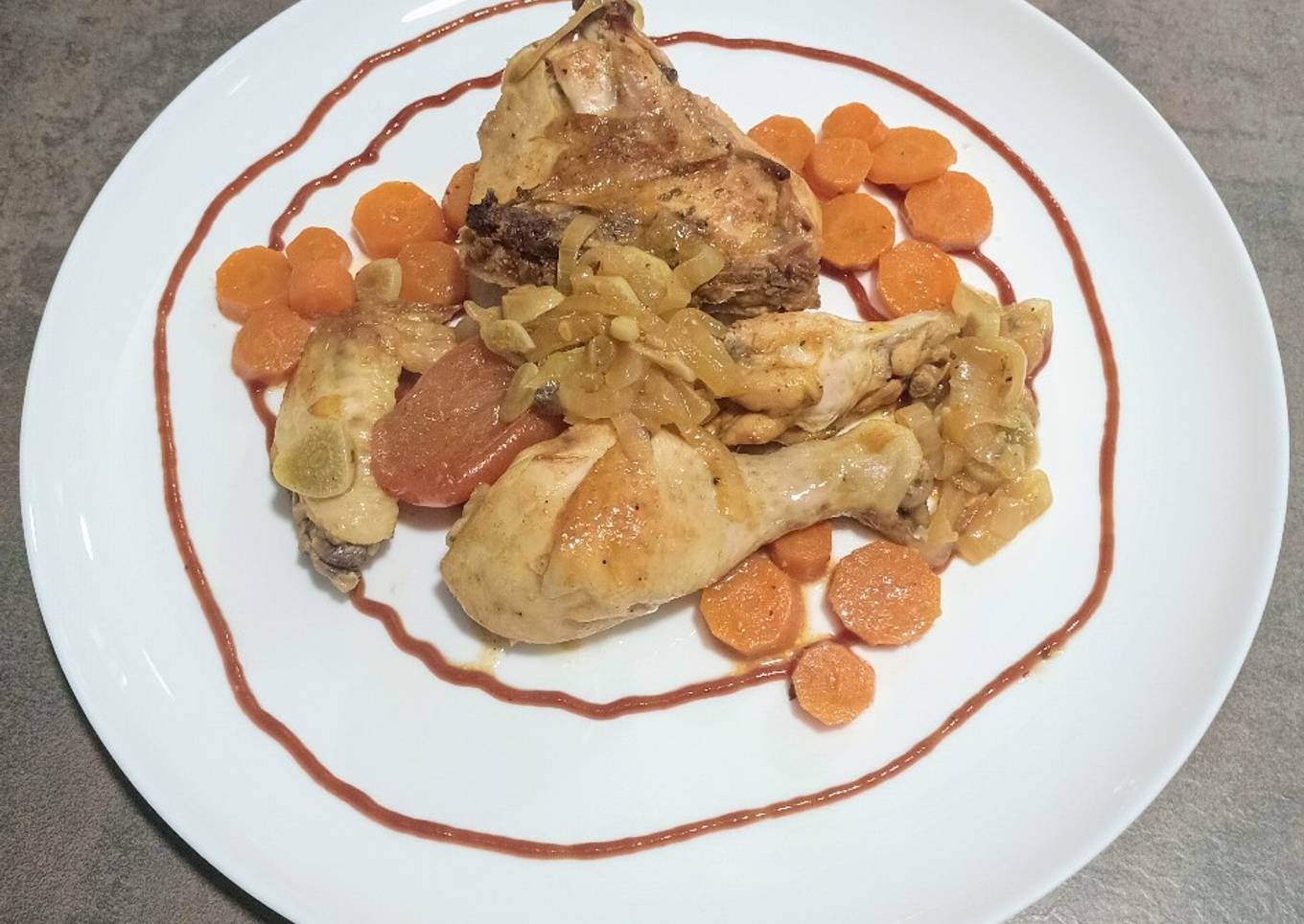 Pollo a la barbacoa con verdura