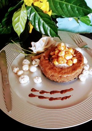A picture of Chocolate  Makhana Mini Pie....topup with caramelise  makhana.