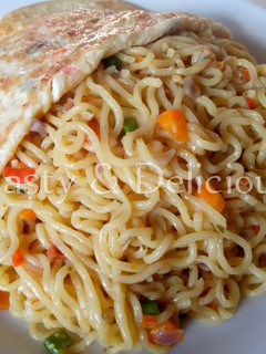 A picture of Noodles and omelette 2.