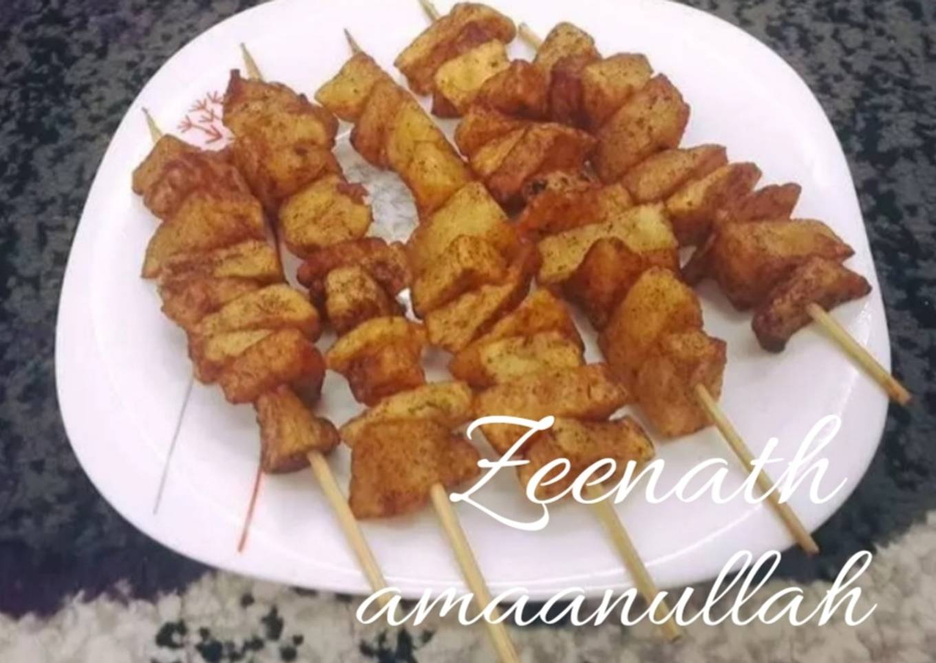 Aloo Cubes On Sticks