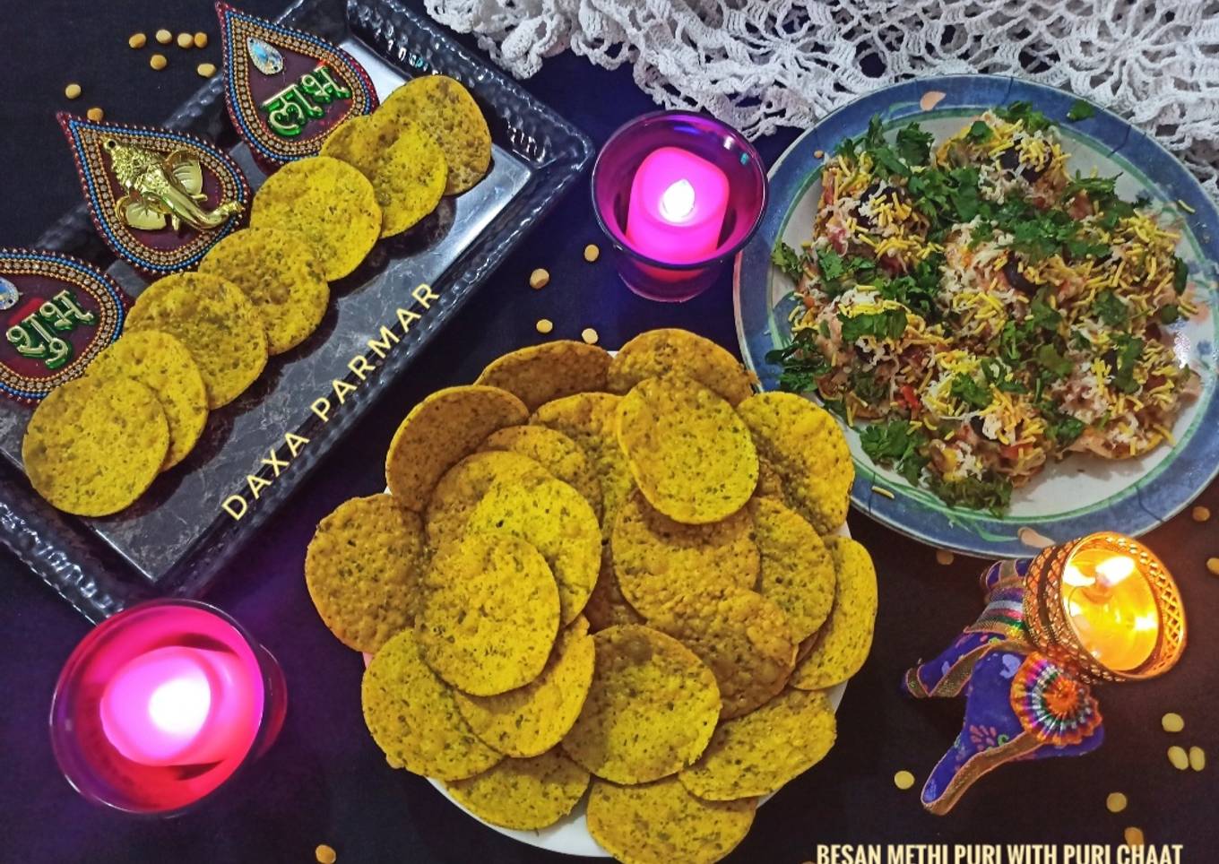 Besan Methi Puri with Puri Chaat