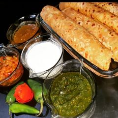 A picture of DAAL PARATHAA WITH DIFFRENT SAUCES ♥️.