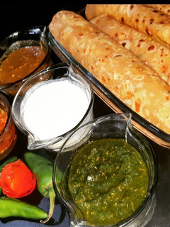 A picture of DAAL PARATHAA WITH DIFFRENT SAUCES ♥️.