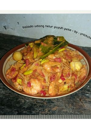 Foto resep Balado udang telur puyuh + pete