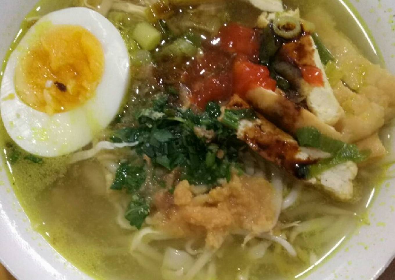 Soto ayam bening + koya ebi goreng