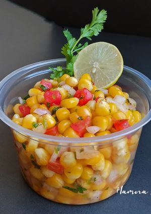 A picture of Corn chaat cups (street style).