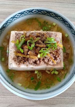 Hình của món Đậu hủ non hấp thịt băm.